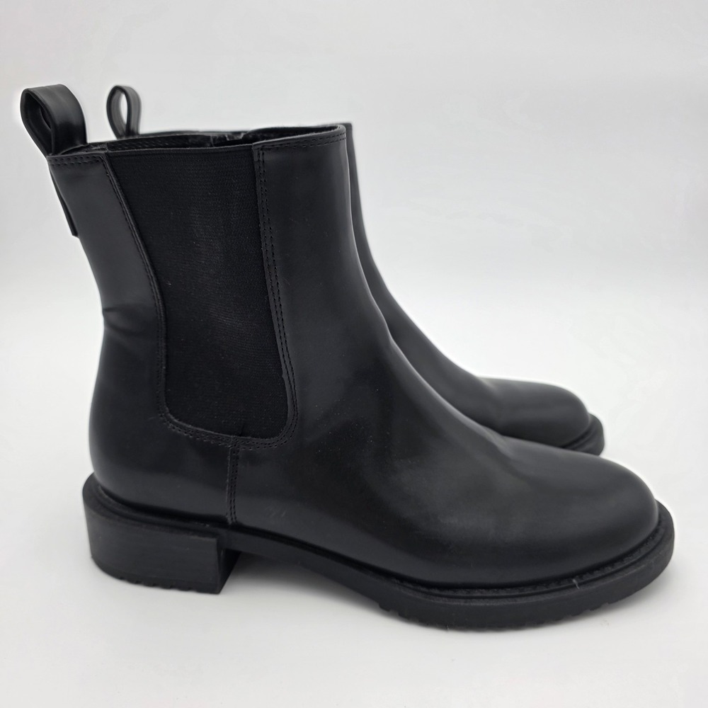 Nice!! Worthington Franz Black Zip Boots Size 8.5M Leather Booties Memory Foam